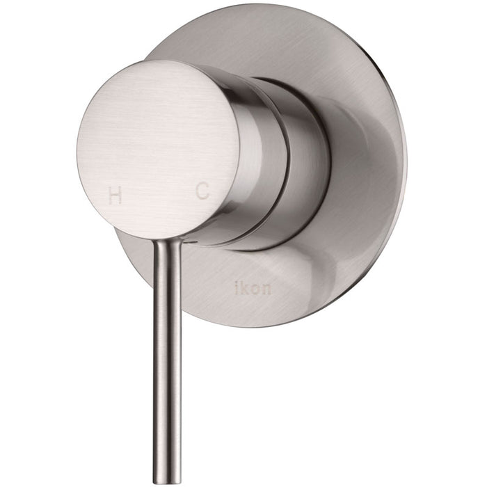 Ikon Hali Brushed Nickel Wall Mixer - Acqua Bathrooms