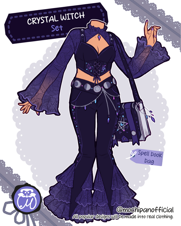 (Interest Check) Crystal Witch Outfit Set & Book Bag