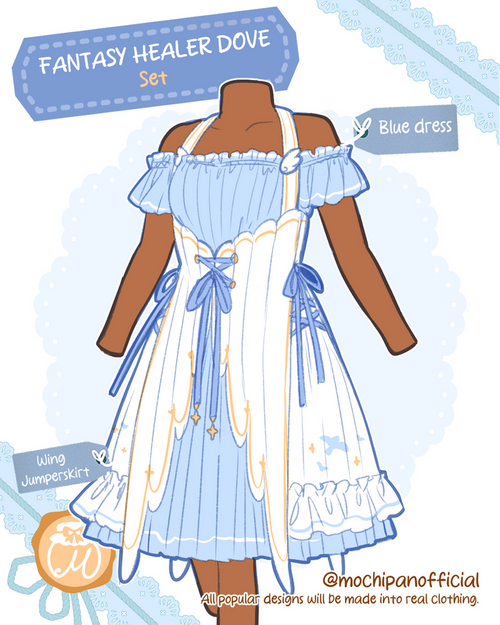 (Interest Check) Fantasy Healer Dove Dress & Bolero Hoodie
