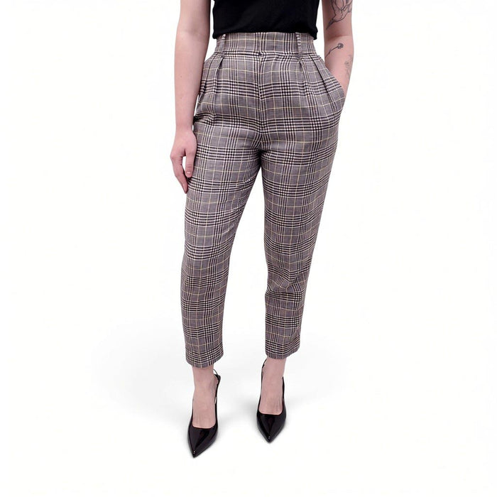 ISABEL MARANT GREY PLAID TROUSERS - SIZE 36