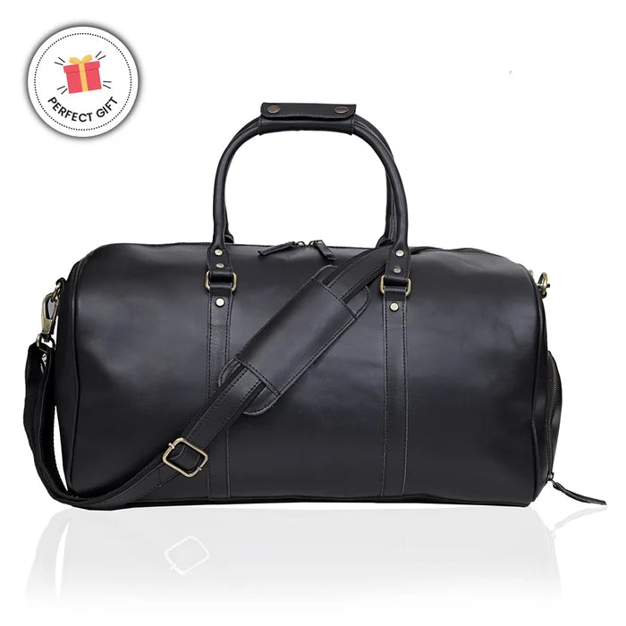 John Leather Duffel Bag - Black