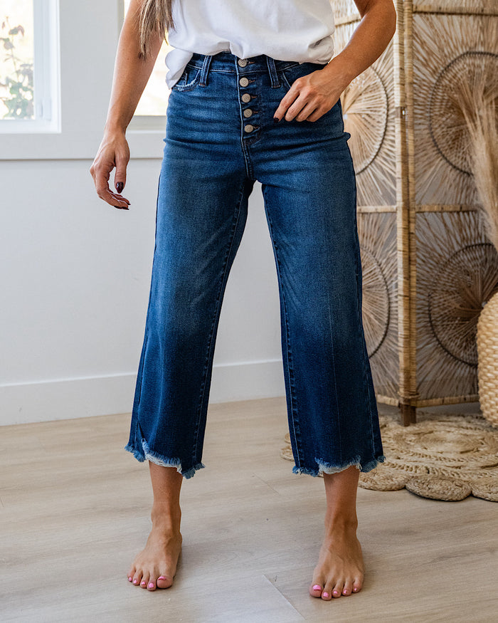 Judy Blue Morgan Distressed Hem Wide Leg Jeans SALE Judy Blue