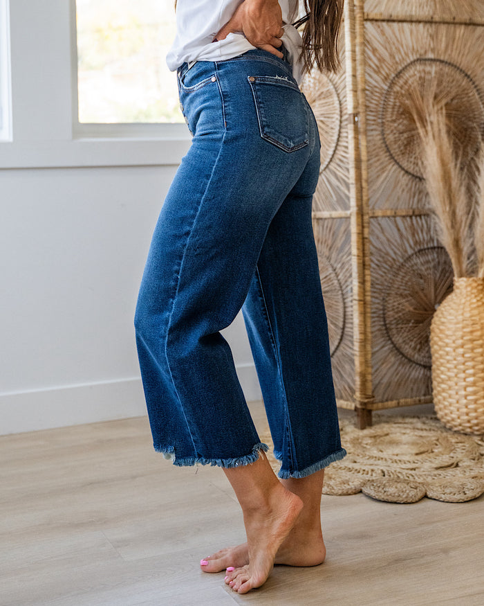 Judy Blue Morgan Distressed Hem Wide Leg Jeans SALE Judy Blue