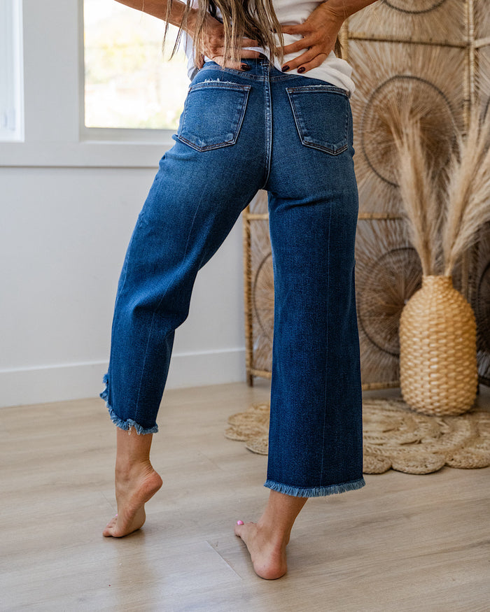 Judy Blue Morgan Distressed Hem Wide Leg Jeans SALE Judy Blue