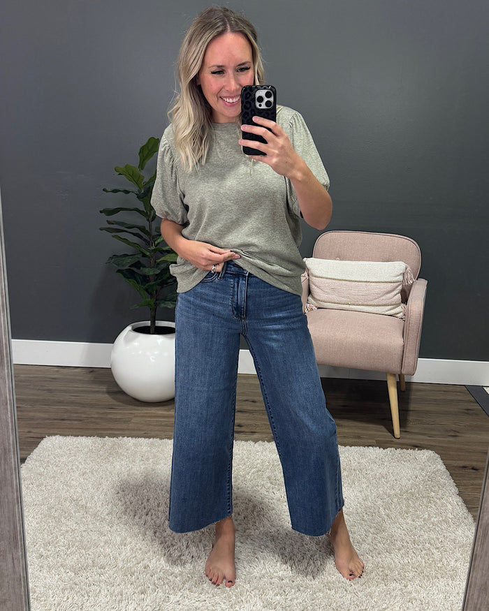 Judy Blue There For You Fray Hem Cropped Wide Leg Jeans Judy Blue