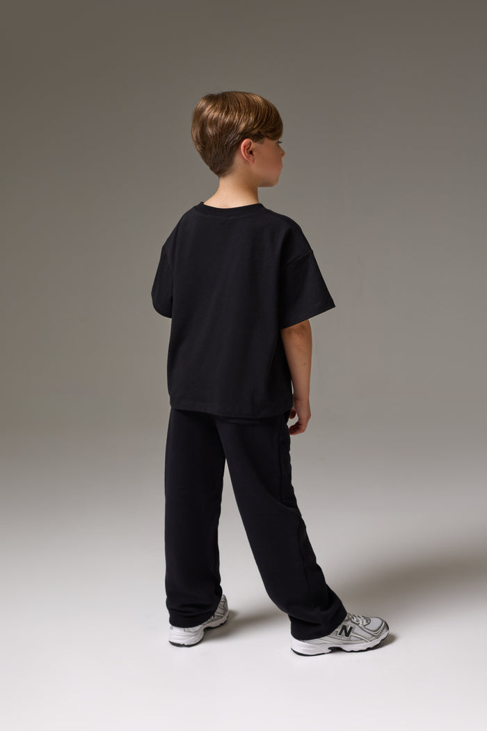 JUNIOR MONOGRAM EMBLEM APPLIQUE T-SHIRT - BLACK