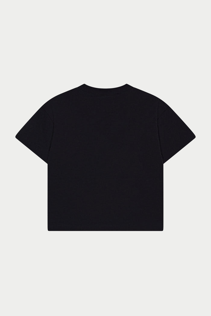 JUNIOR MONOGRAM EMBLEM APPLIQUE T-SHIRT - BLACK
