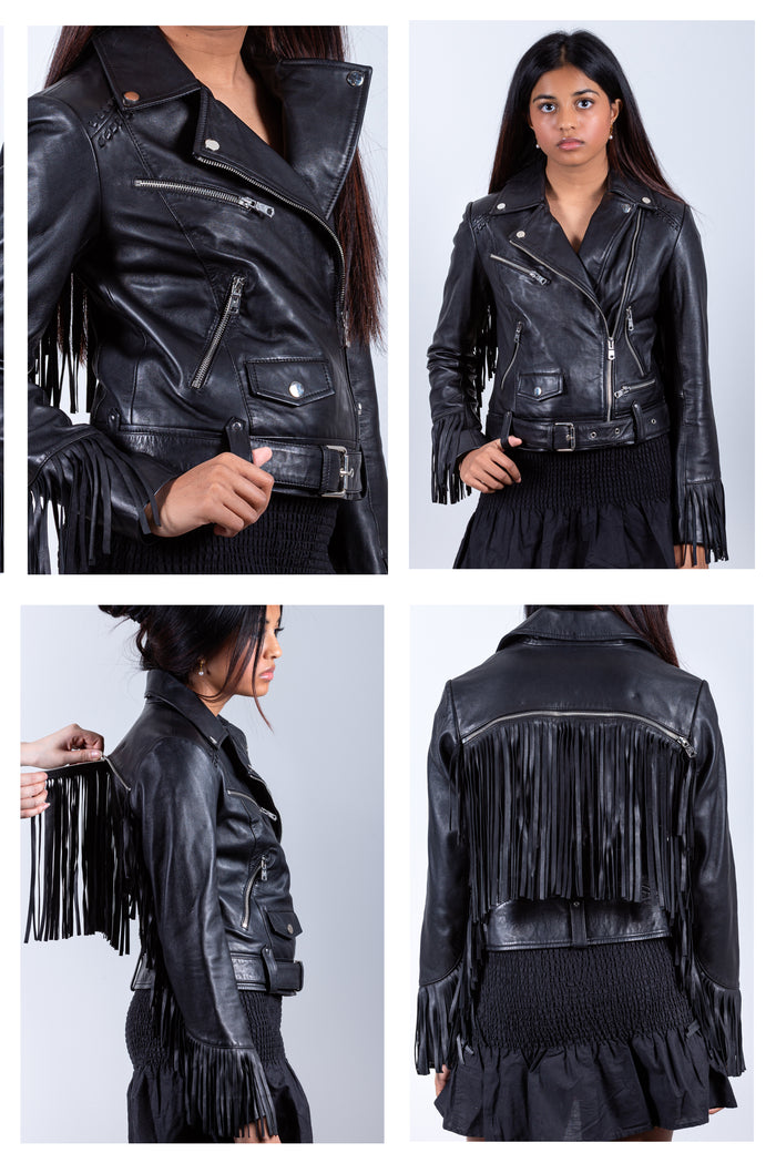 Kate Leather Fringe Jacket