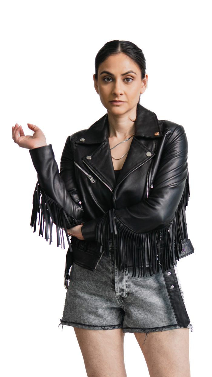 Kate Leather Fringe Jacket