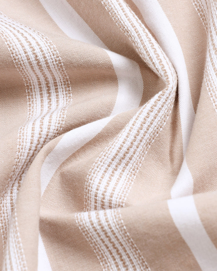 Khaki Half Sleeve Stripe Shirt - Mantus