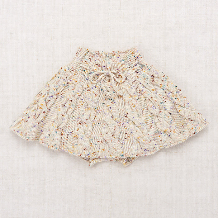Kids Handknit Merino Wool Cable Skating Skirt - Iris Confetti