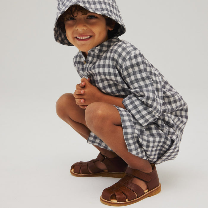 Kids Leather Fisherman Sandals - Cognac