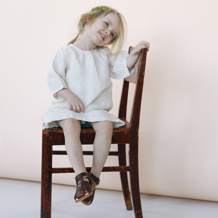 Kids Leather Fisherman Sandals - Cognac