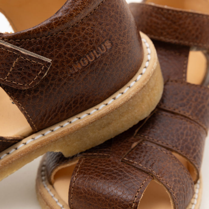 Kids Leather Fisherman Sandals - Cognac