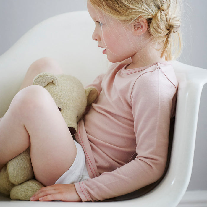 Kids Merino Wool LS Top - Pink Peach Blossom