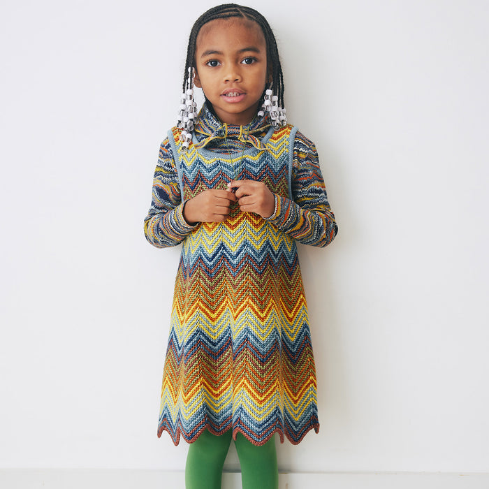 Kids Merino Wool Parlor Chevron Dress - Mango