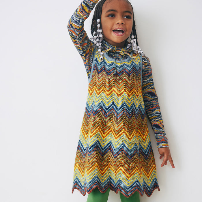 Kids Merino Wool Parlor Chevron Dress - Mango