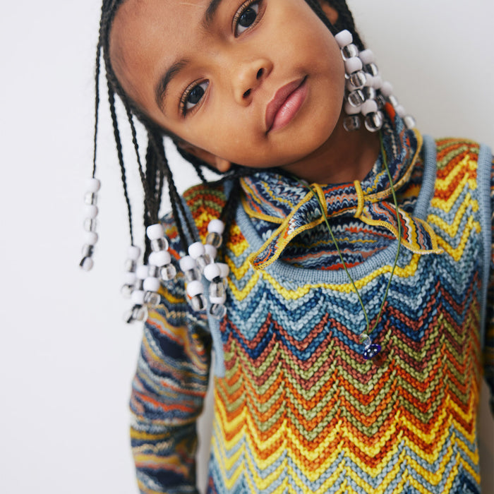 Kids Merino Wool Parlor Chevron Dress - Mango