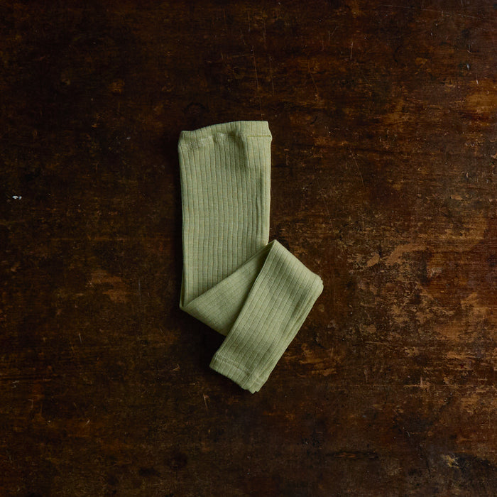 Kids Merino Wool/Cotton/Silk Leggings - Green Melange