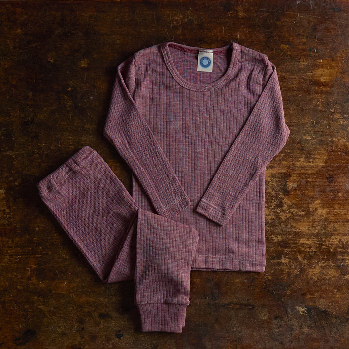 Kids Merino Wool/Cotton/Silk LS Top - Plum