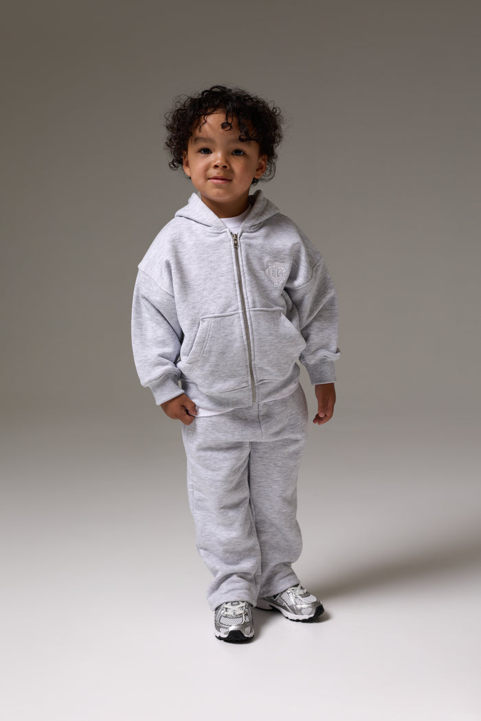 KIDS MONOGRAM EMBLEM APPLIQUE JOGGERS - GREY MARL
