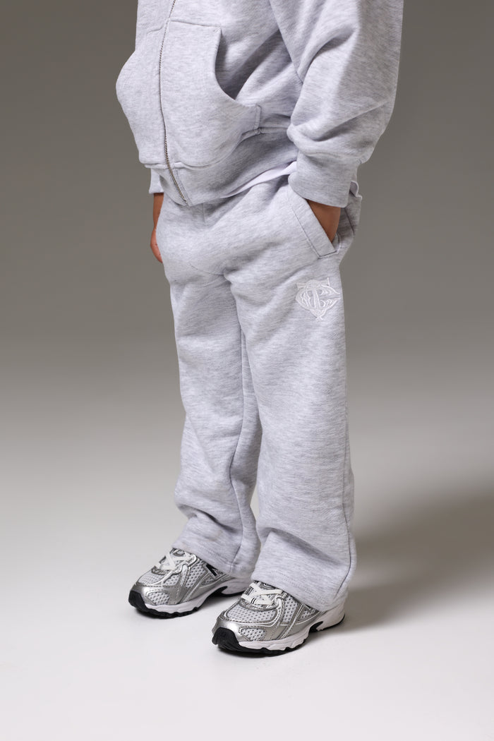 KIDS MONOGRAM EMBLEM APPLIQUE JOGGERS - GREY MARL