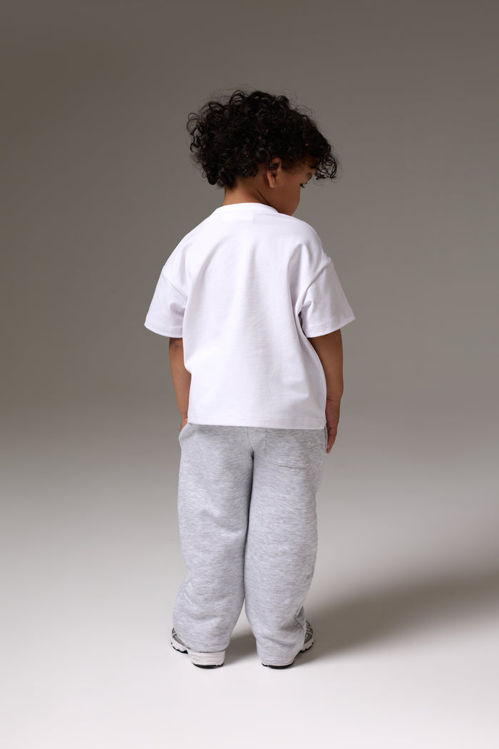 KIDS MONOGRAM EMBLEM APPLIQUE T-SHIRT - WHITE