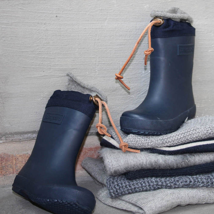 Kids Natural Rubber Wool Lined Boots - Blue