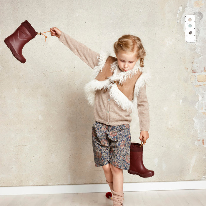 Kids Natural Rubber Wool Lined Boots - Bordeaux