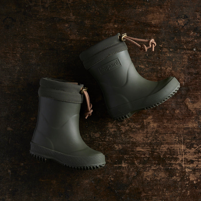 Kids Natural Rubber Wool Lined Boots - Olive