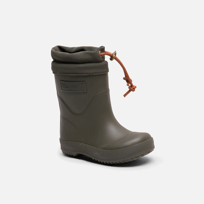 Kids Natural Rubber Wool Lined Boots - Olive