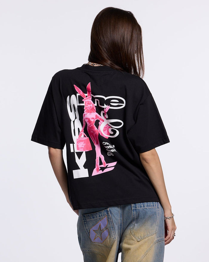 KISS THE BUNNY TEE BLACK - COLD CULTURE #woman