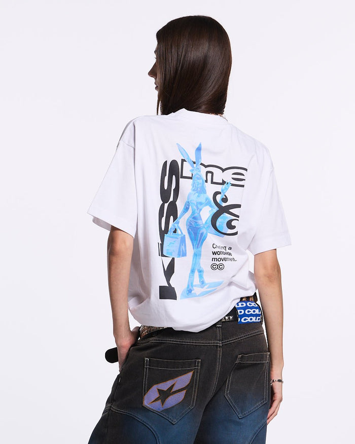 KISS THE BUNNY TEE WHITE - COLD CULTURE #woman