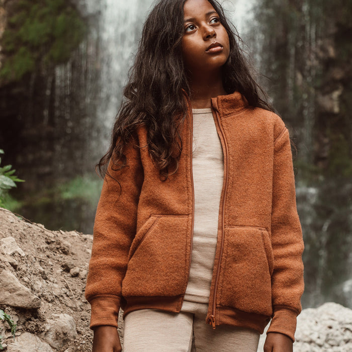 Kite Kids Jacket - Merino Wool Fleece - Deep Rust