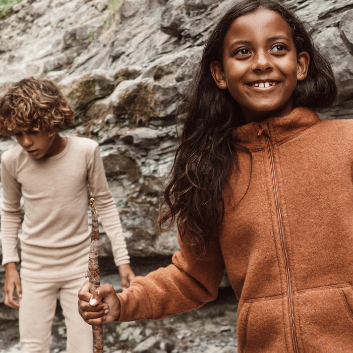 Kite Kids Jacket - Merino Wool Fleece - Deep Rust