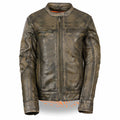 Ladies Distressed Grey Jacket: Features:

This women's long body gray leather jacket features a worn-in, vintage look but kee