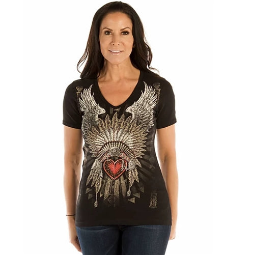 Ladies Heart Headdress Shirt: Features

USA Made
95% Cotton, 5% Spandex
Machine wash cold inside out