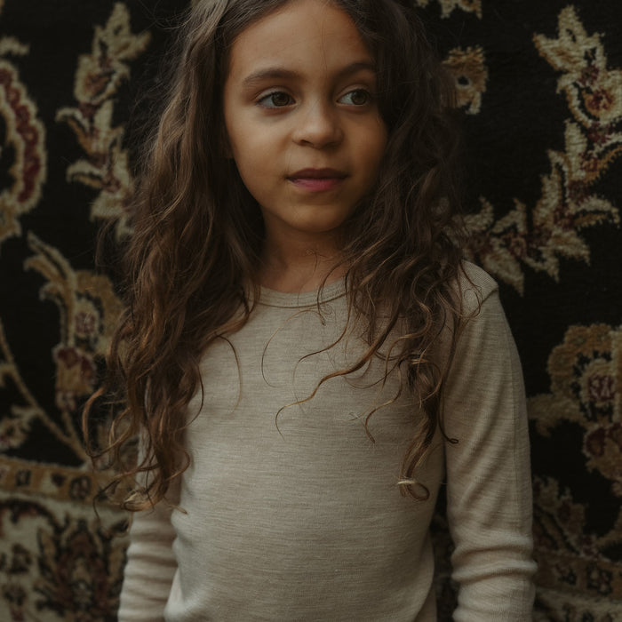 Lark Baby & Kids Top - Merino Wool & Silk - Sandstorm