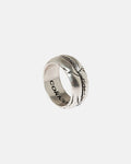 LAVA RING - silver textured band ring, front view - Cold Culture