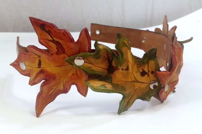 Leather Leaf Crown - Spring Green and Fall Red Oak and Maple Crown