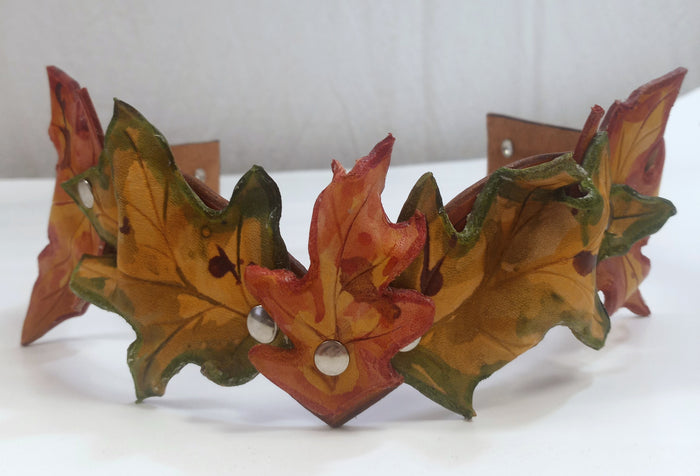 Leather Leaf Crown - Spring Green and Fall Red Oak and Maple Crown