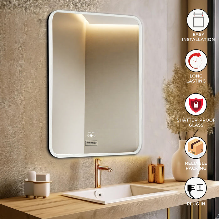 Led Mirror with Acrylic Frame - Smart Hand Wave Switch (80x60cm) Rectangle Shape - TR ACRLED 153