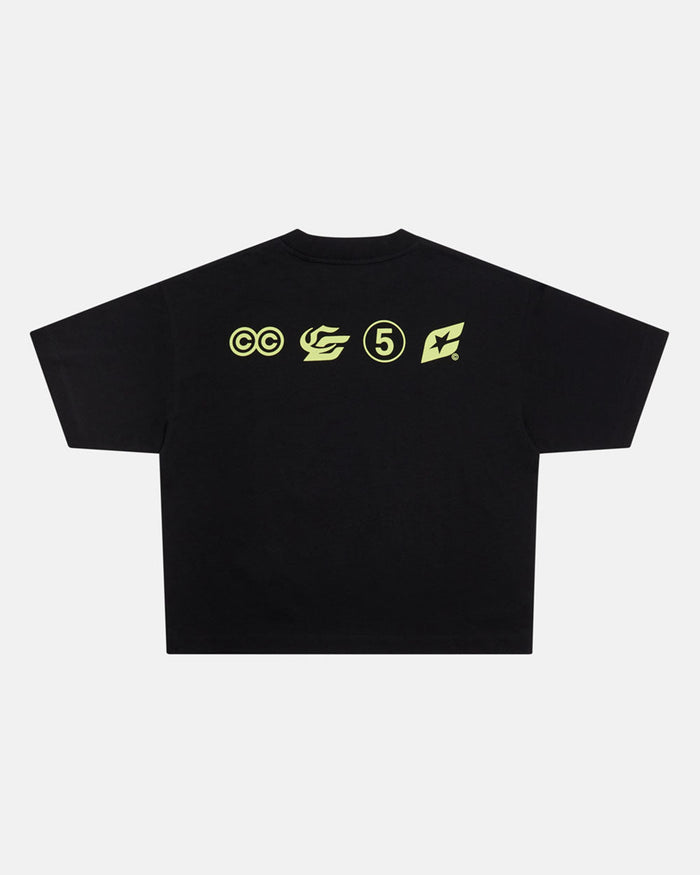 LET'S BOUNCE TEE BLACK - black graphic print tee, back view - Cold Culture