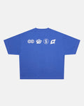 LET'S BOUNCE TEE BLUE - blue graphic print tee, back view - Cold Culture