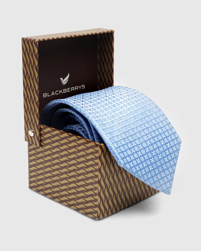 Light Blue Silk Jacquard Tie - Wayne