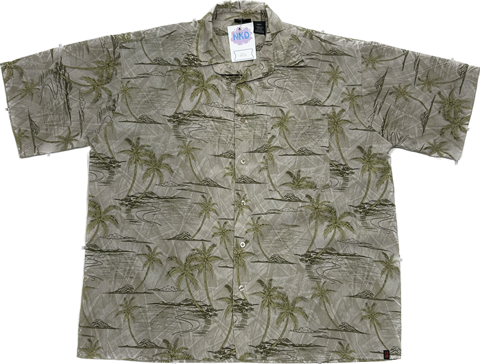 Light Brown Palmtree Patterned Summer Shirt