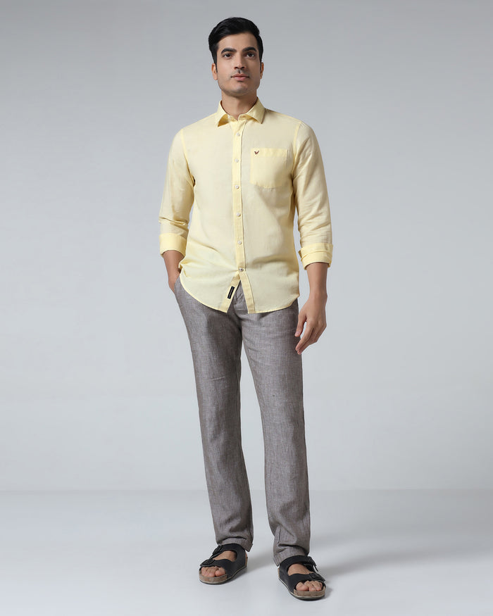 Light Yellow Linen Solid Shirt - Cleo