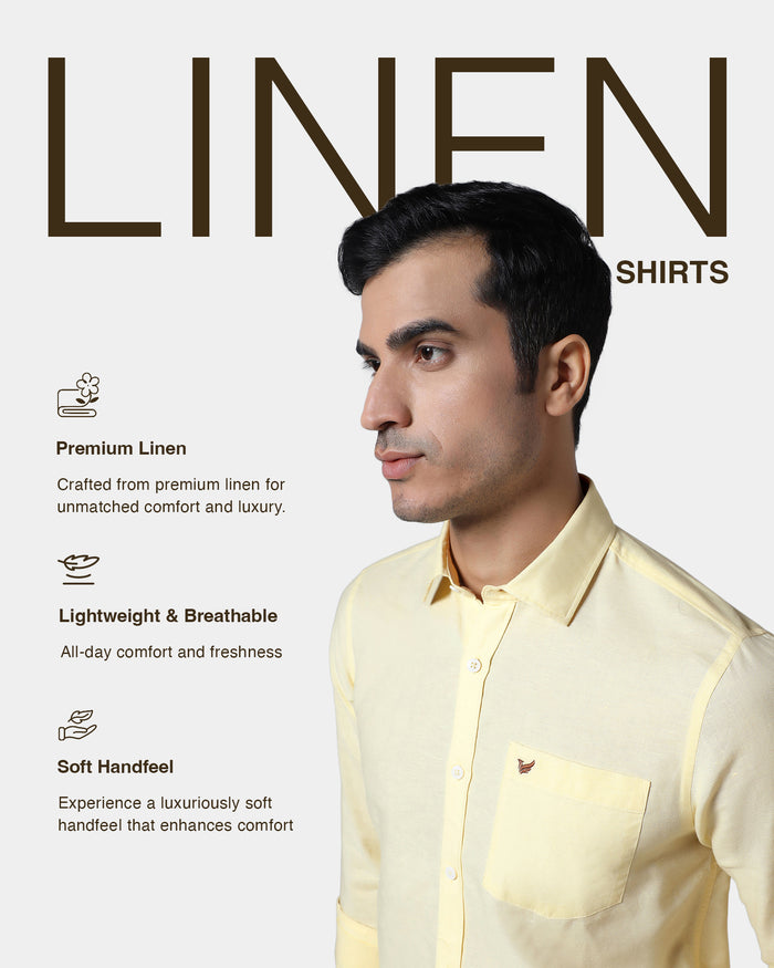 Light Yellow Linen Solid Shirt - Cleo