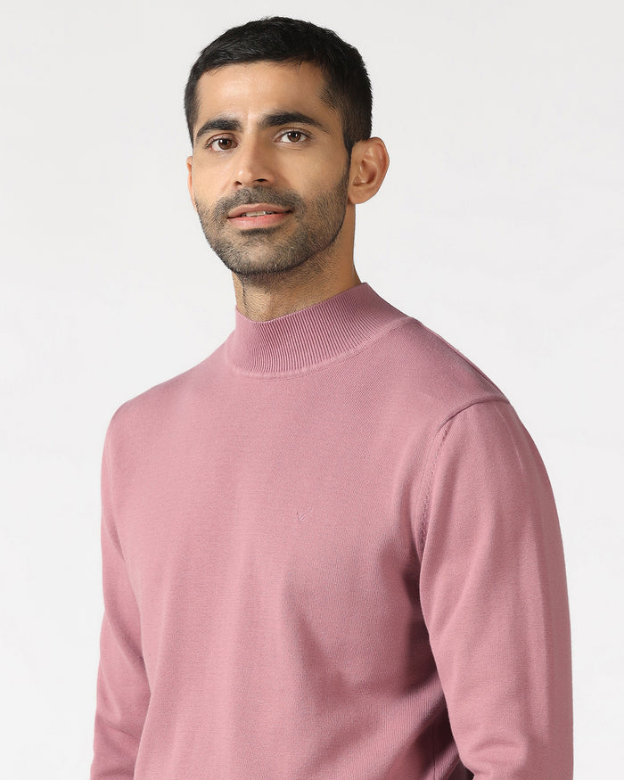 Lilac High Neck Solid Sweatshirt - Papa