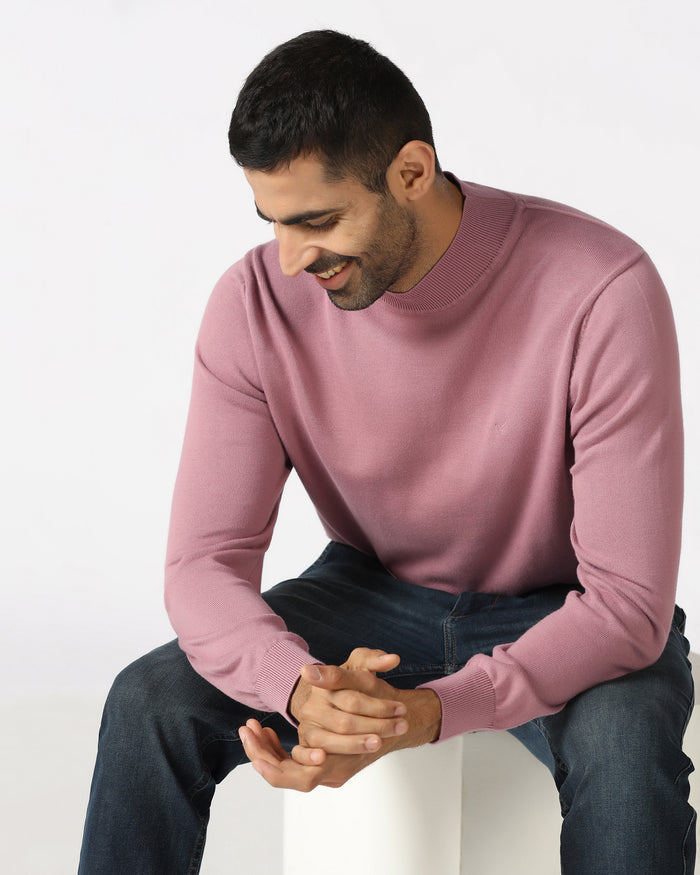 Lilac High Neck Solid Sweatshirt - Papa